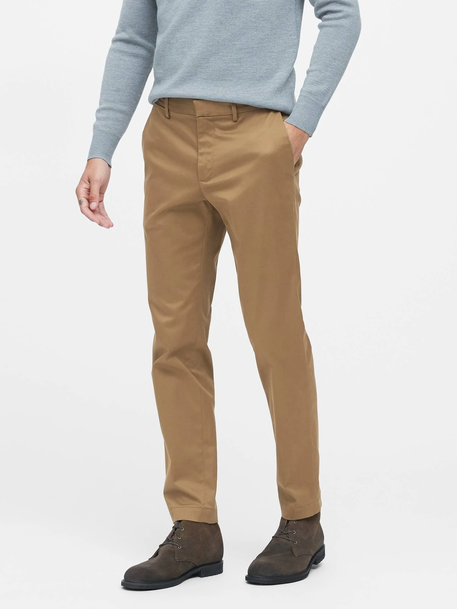 Banana Republic Men's Mason Athletic Tapered Rapid Movement Chino Pant Airforce Khaki Size 34W 30L