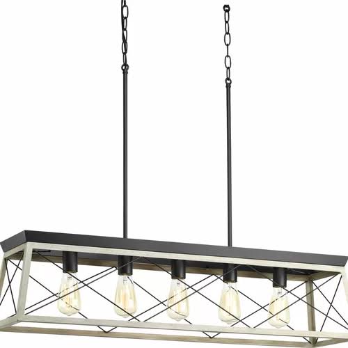 Delon 5 - Light Kitchen Island Linear Pendant Finish: Antique Bronze/Oak