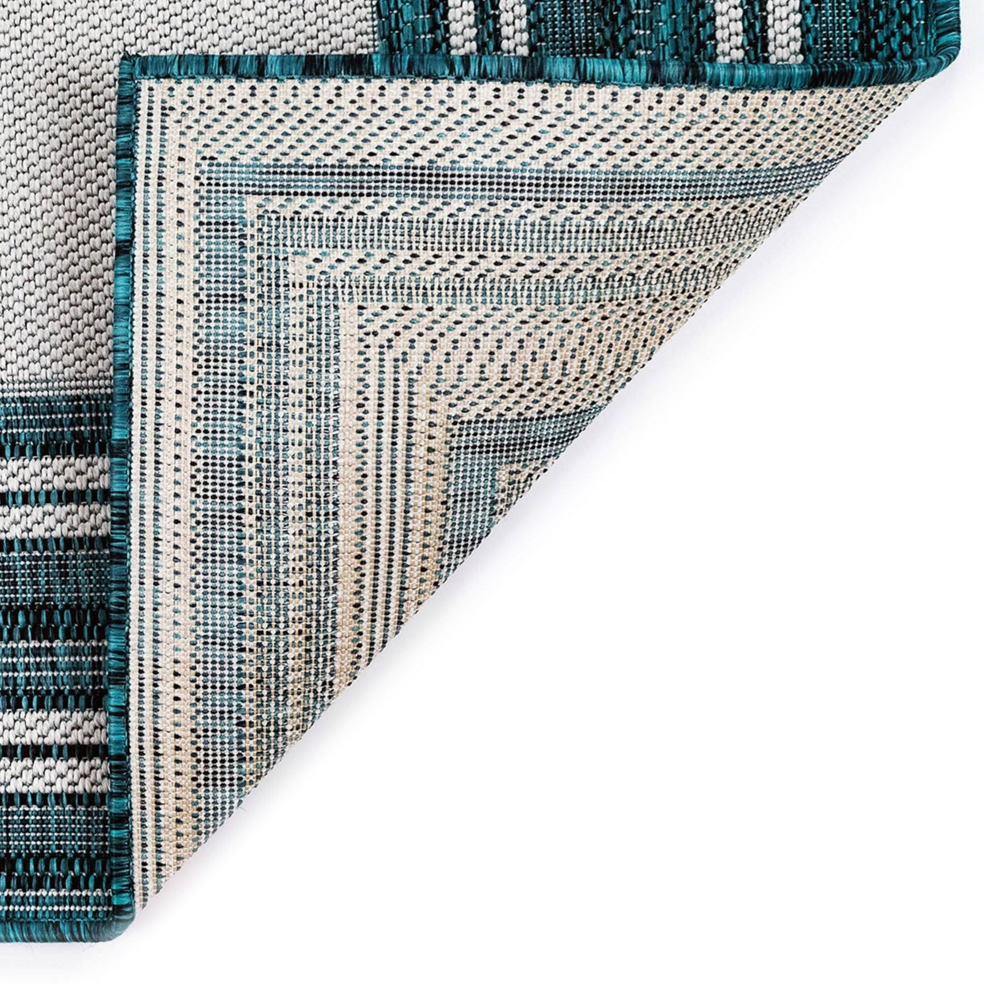 Liora Manne Carmel Multi Border Indoor/Outdoor Rug - Navy 4&10x22 x 7&6x22