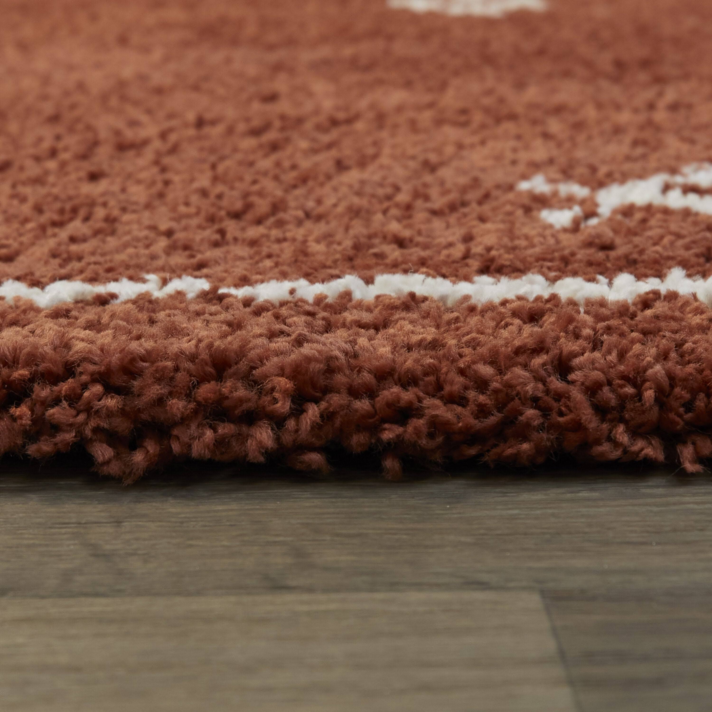 Eila Tribal Shag Area Rug - 5&3x22 x 7& - Rust