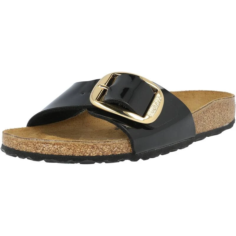 Birkenstock Adult Madrid Big Buckle Black Birko-Flor Patent Slides