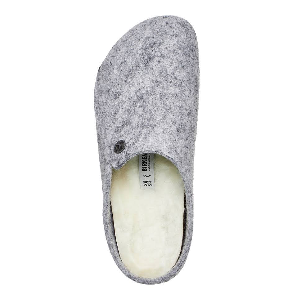 Birkenstock Shearling Zermatt Wool Felt Light Gray Clogs
