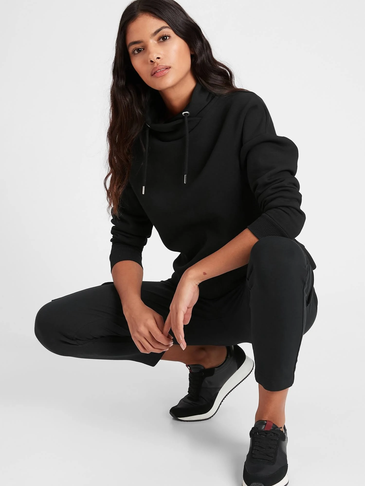 Banana Republic Women's Funnel-Neck Sweatshirt Black Size XL