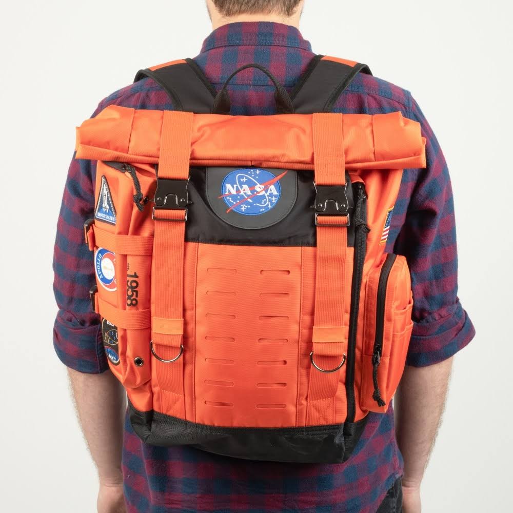NASA Orange Flight Suit Rolltop Backpack with Patches