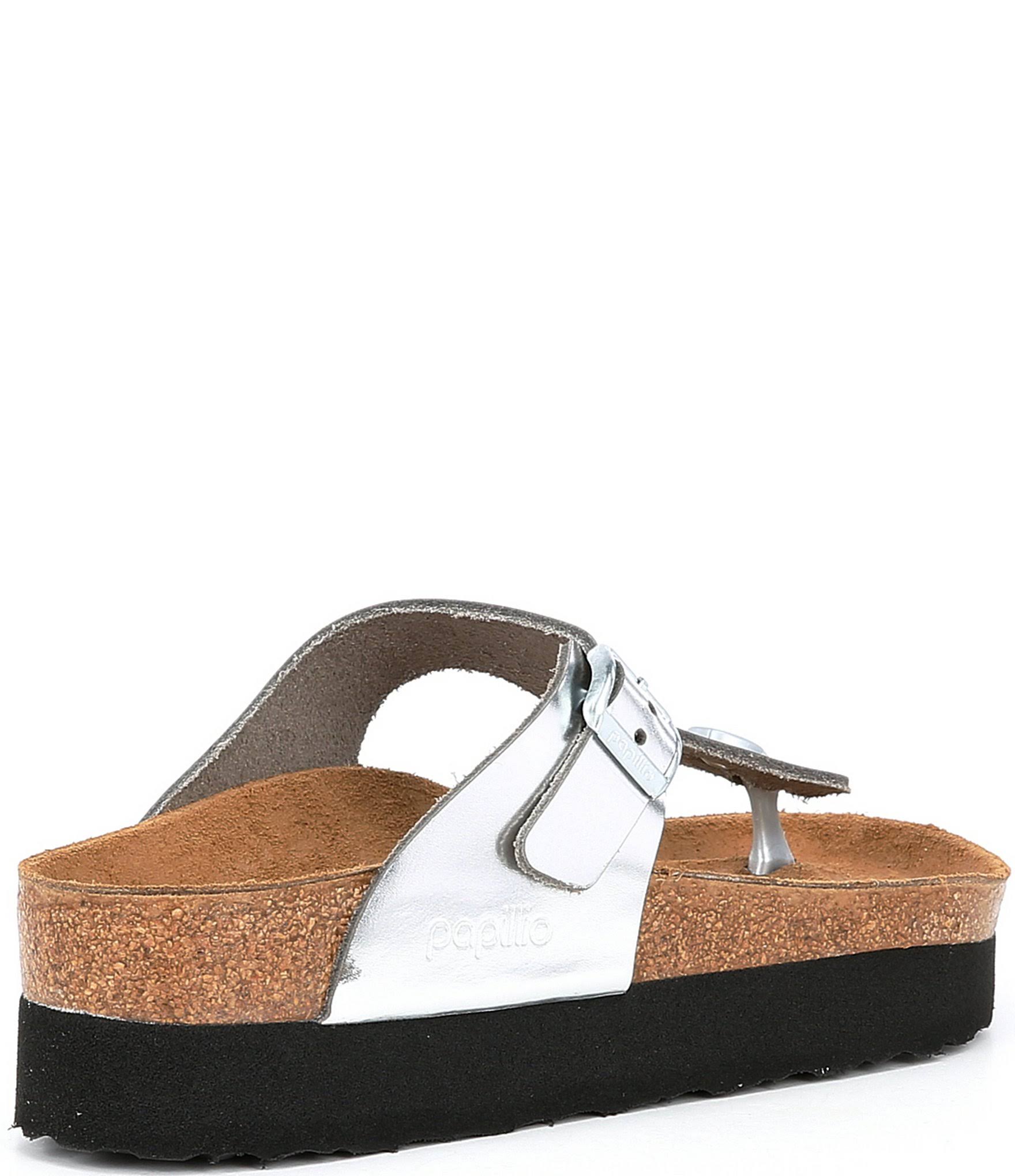 Birkenstock Papillio Women's Gizeh Platform Sandal, Silver Leather,