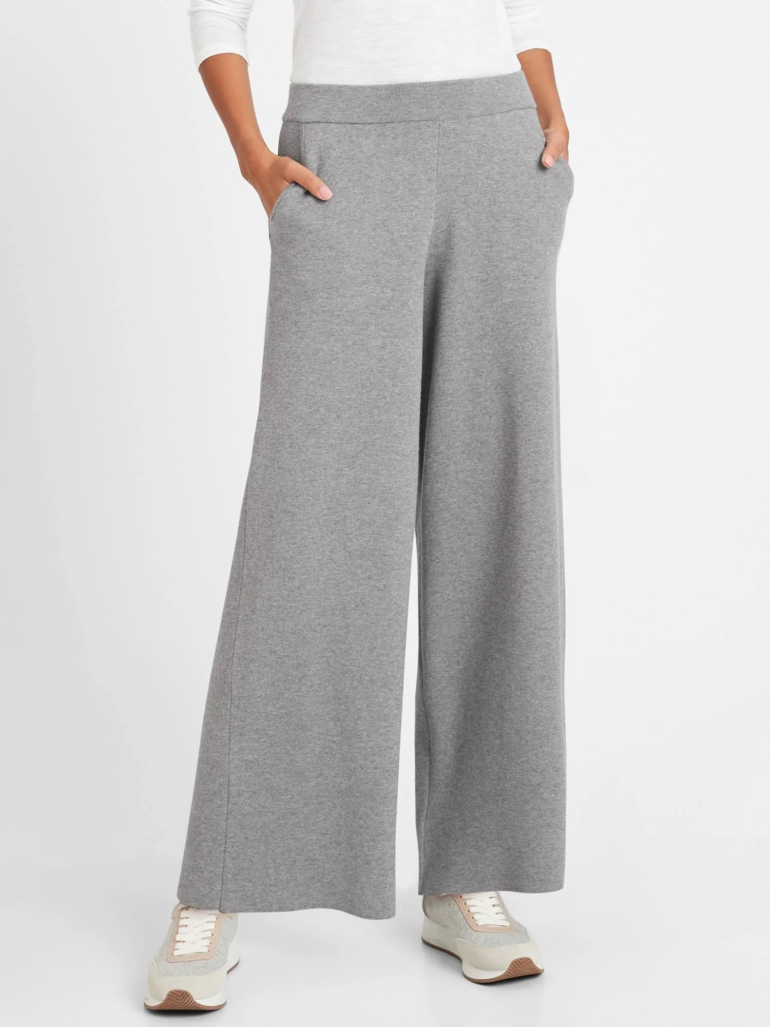 Banana Republic Women's Wide-Leg Sweater Pant Heather Gray Size L