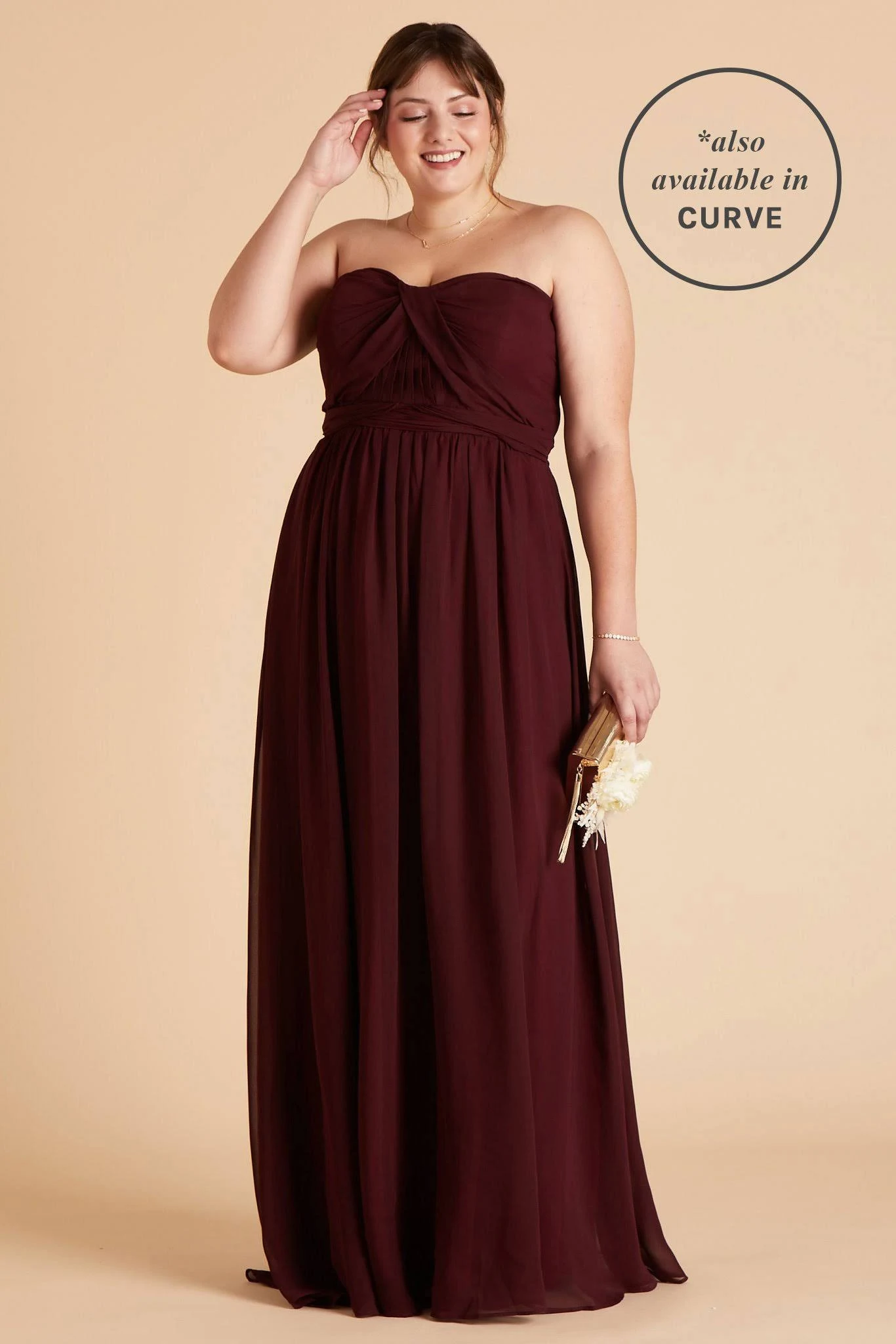 Birdy Grey Grace Convertible Chiffon Bridesmaid Dress in Cabernet L / Cabernet
