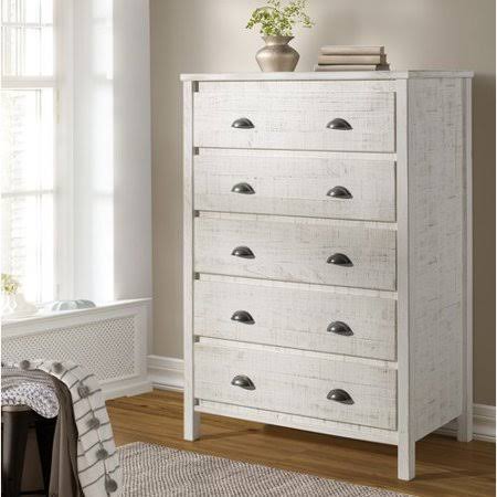 Mannion 5 Drawer Chest Color: Shabby White