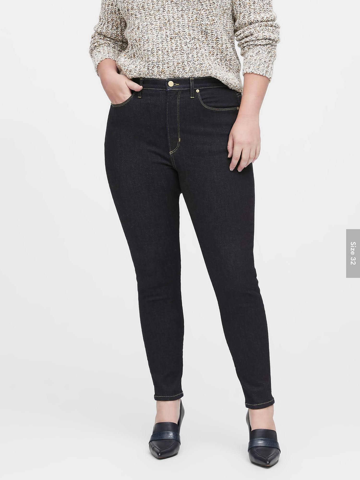 Banana Republic Women's High-Rise Skinny Jean Dark Indigo Big and Tall Size 27 Long