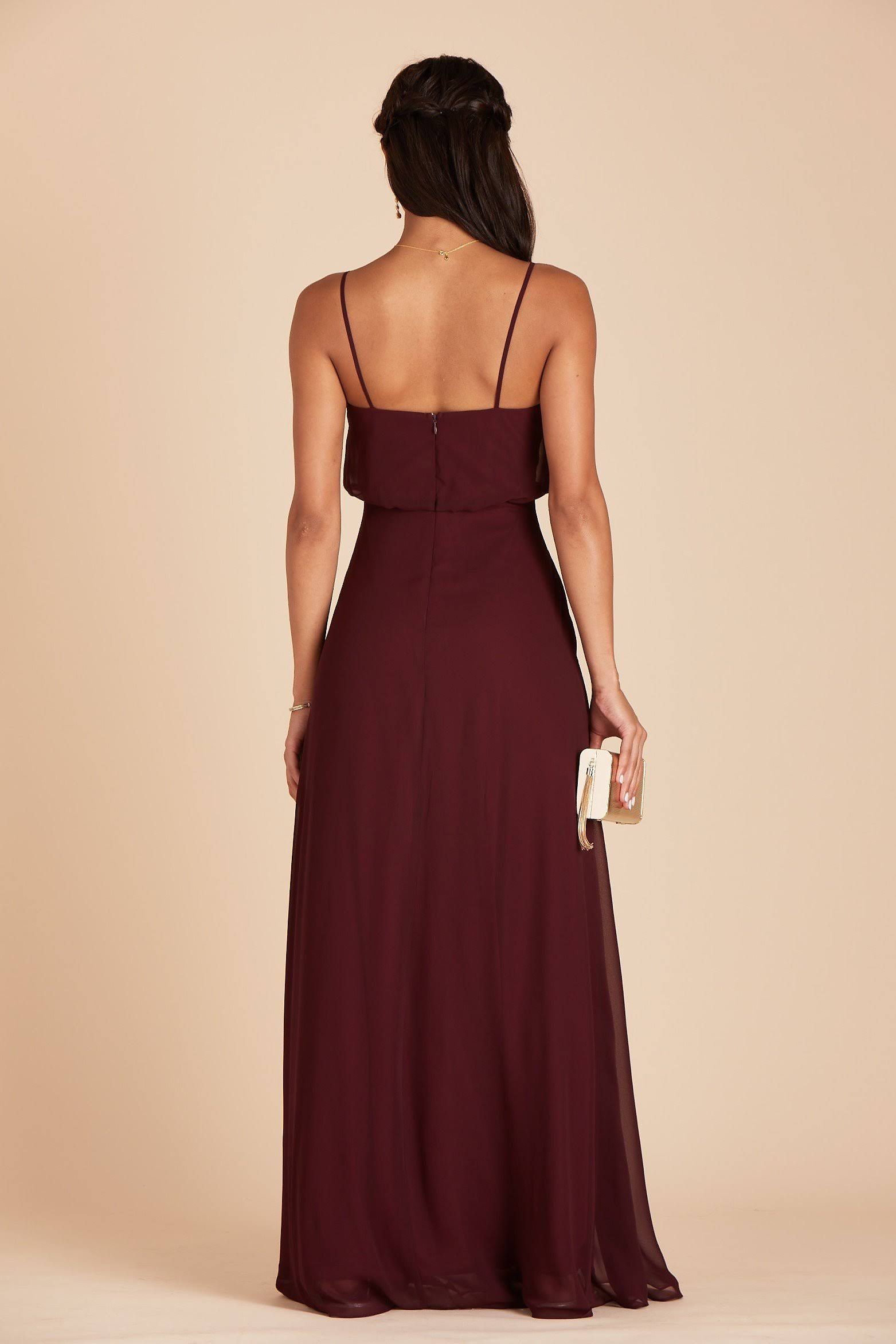 Gwennie Chiffon Bridesmaid Dress in Cabernet L / Cabernet / No Slit