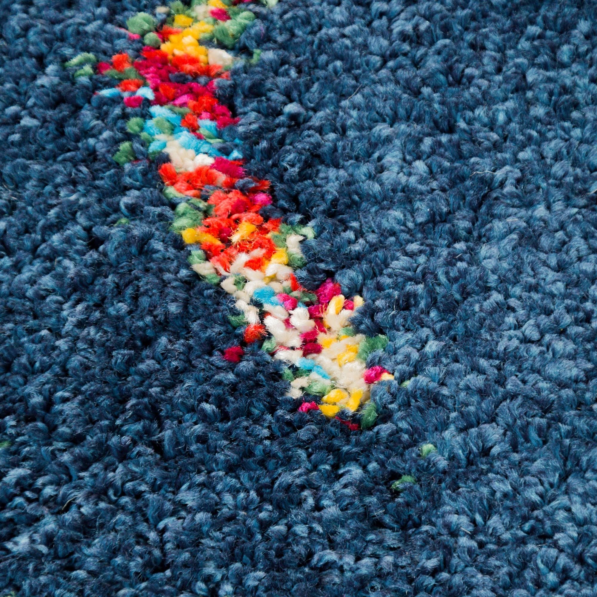Uzma Moroccan Shag Area Rug - 5&3x22 x 7& - Dark Blue