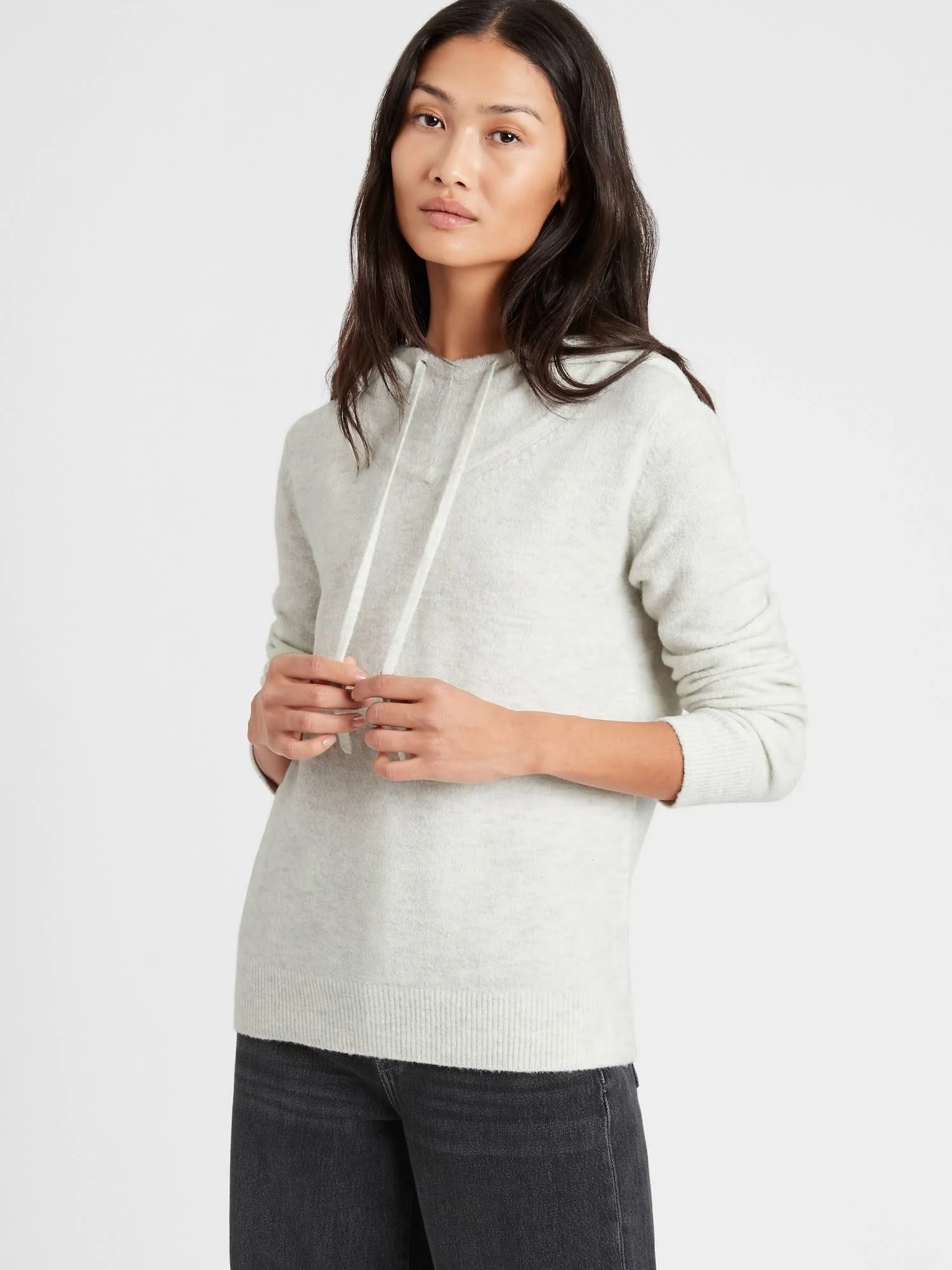 Banana Republic Women's Sweater Hoodie Light Gray Size M