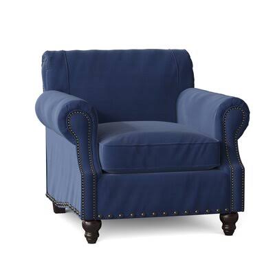 Landry 40x22 Wide Down Cushion Armchair Birch Lane Body Fabric: Spinnsol Navy, Nailhead Detail: Pewter