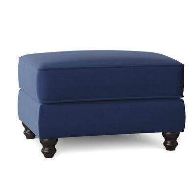 Birch Lane Huxley 31x22 Rectangle Standard Ottoman Body Fabric: Spinnsol Navy, Leg Color: Black Walnut