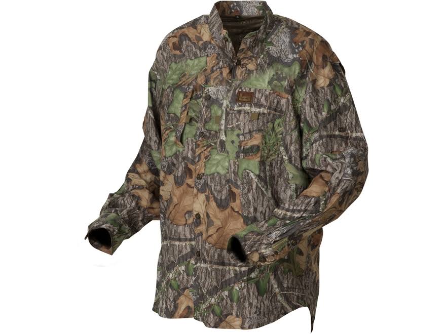 Banded Men's Midweight Vented Button-Up Shirt Long Sleeve Polyester/Ripstop Mossy Oak Obsession Camo 2XL