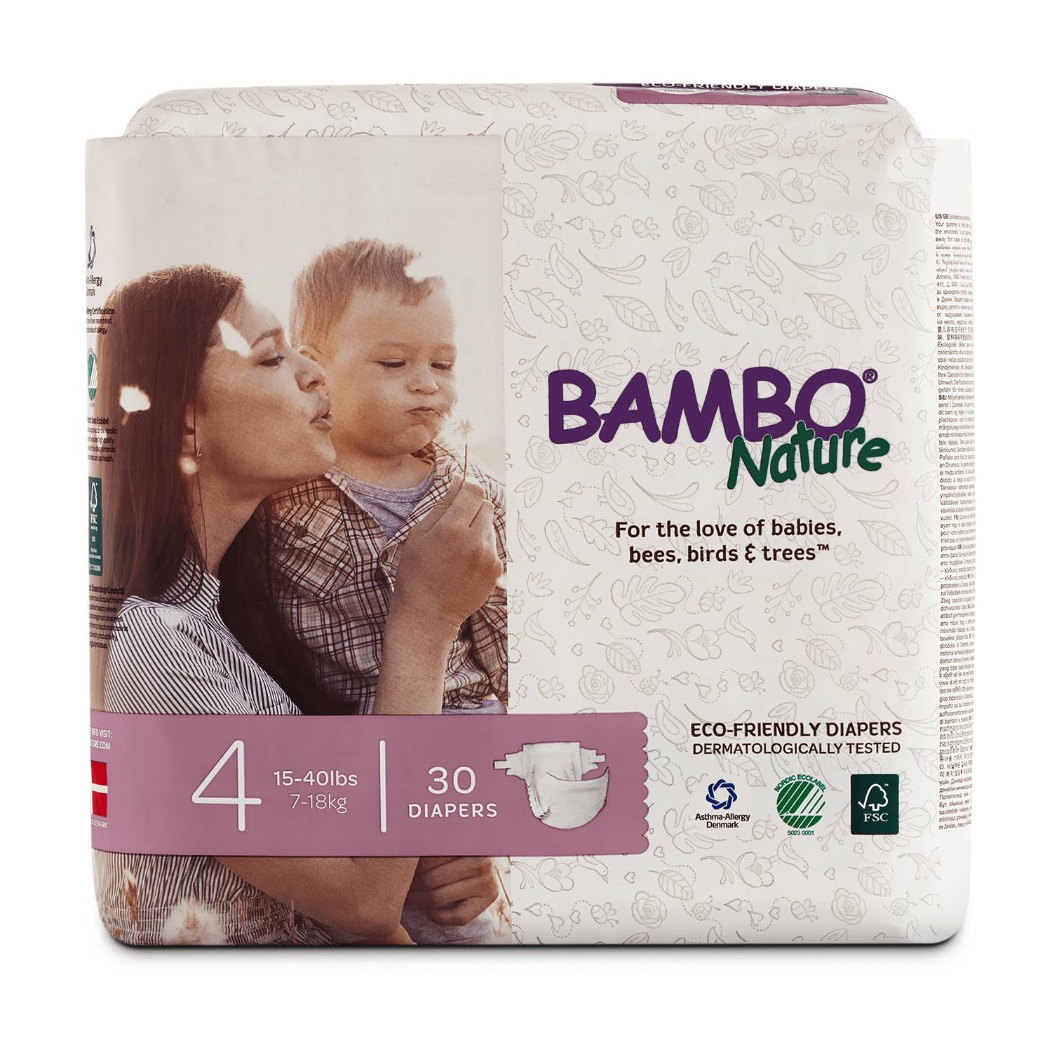Bambo Nature Premium Baby Diapers Size 4 180 Count 6 Packs of 30