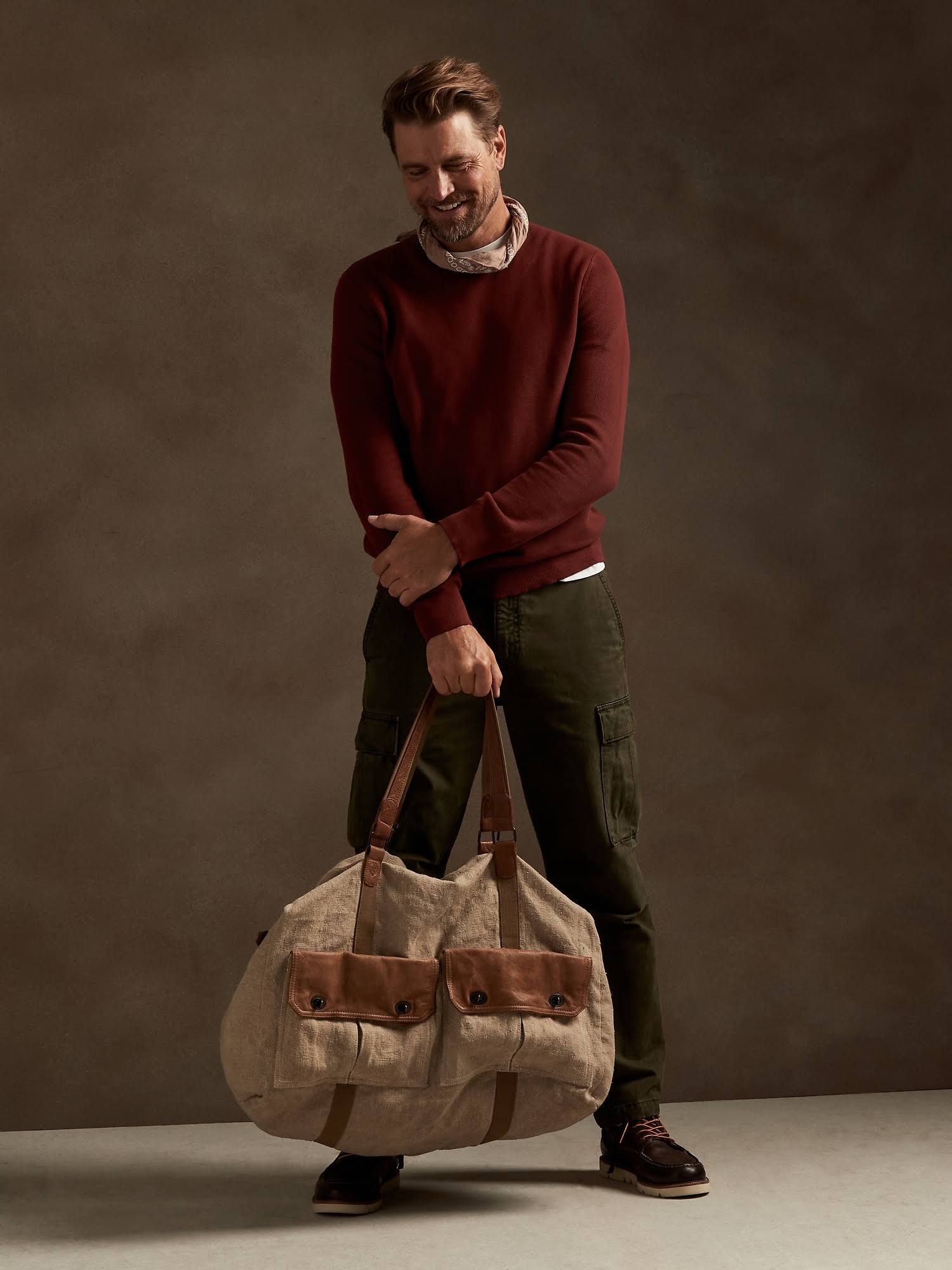 Banana Republic Men's Cotton Waffle-Knit Sweater Amber Ale Size S