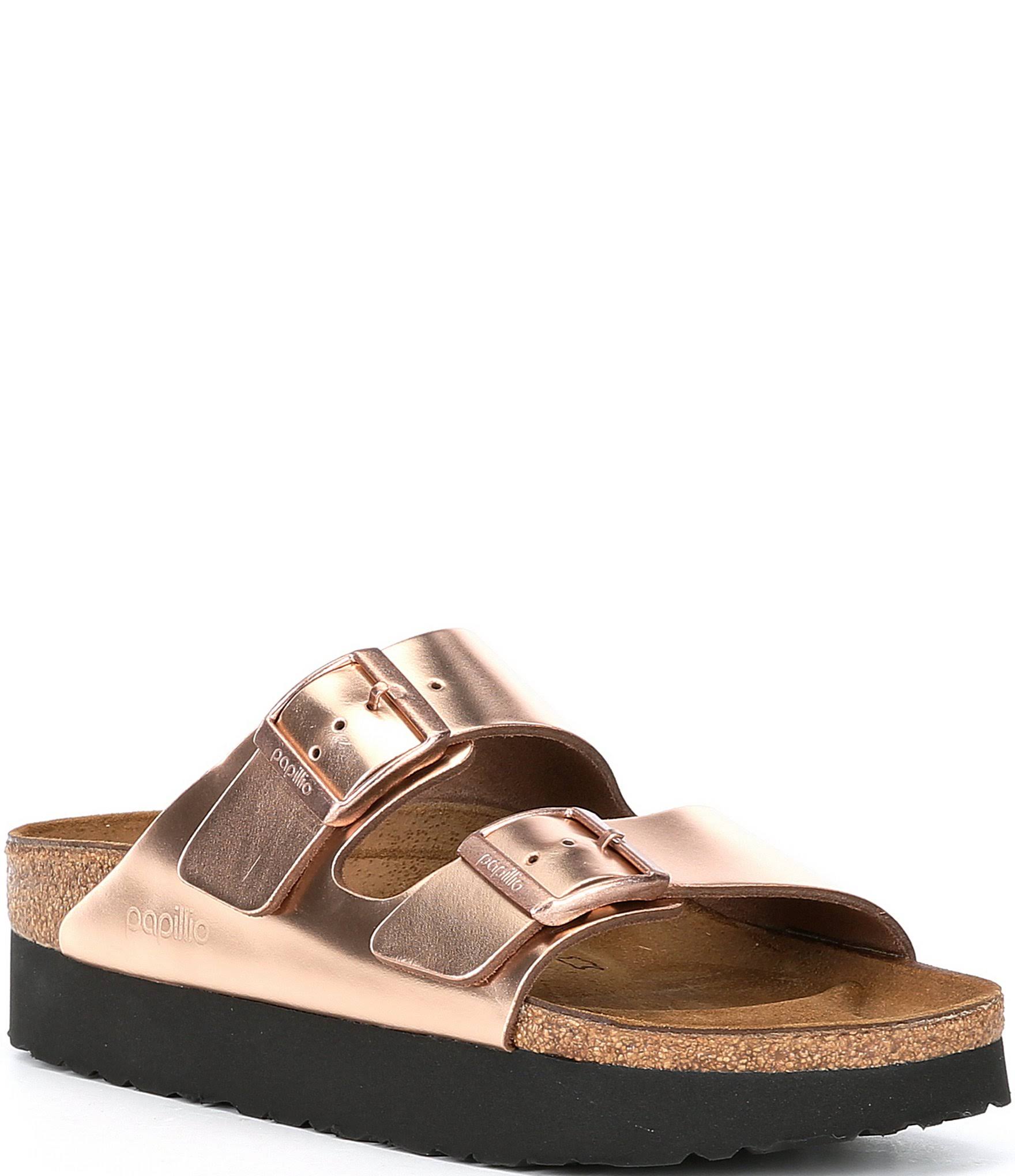 Birkenstock Women's Arizona Platform Leather Metallic Copper