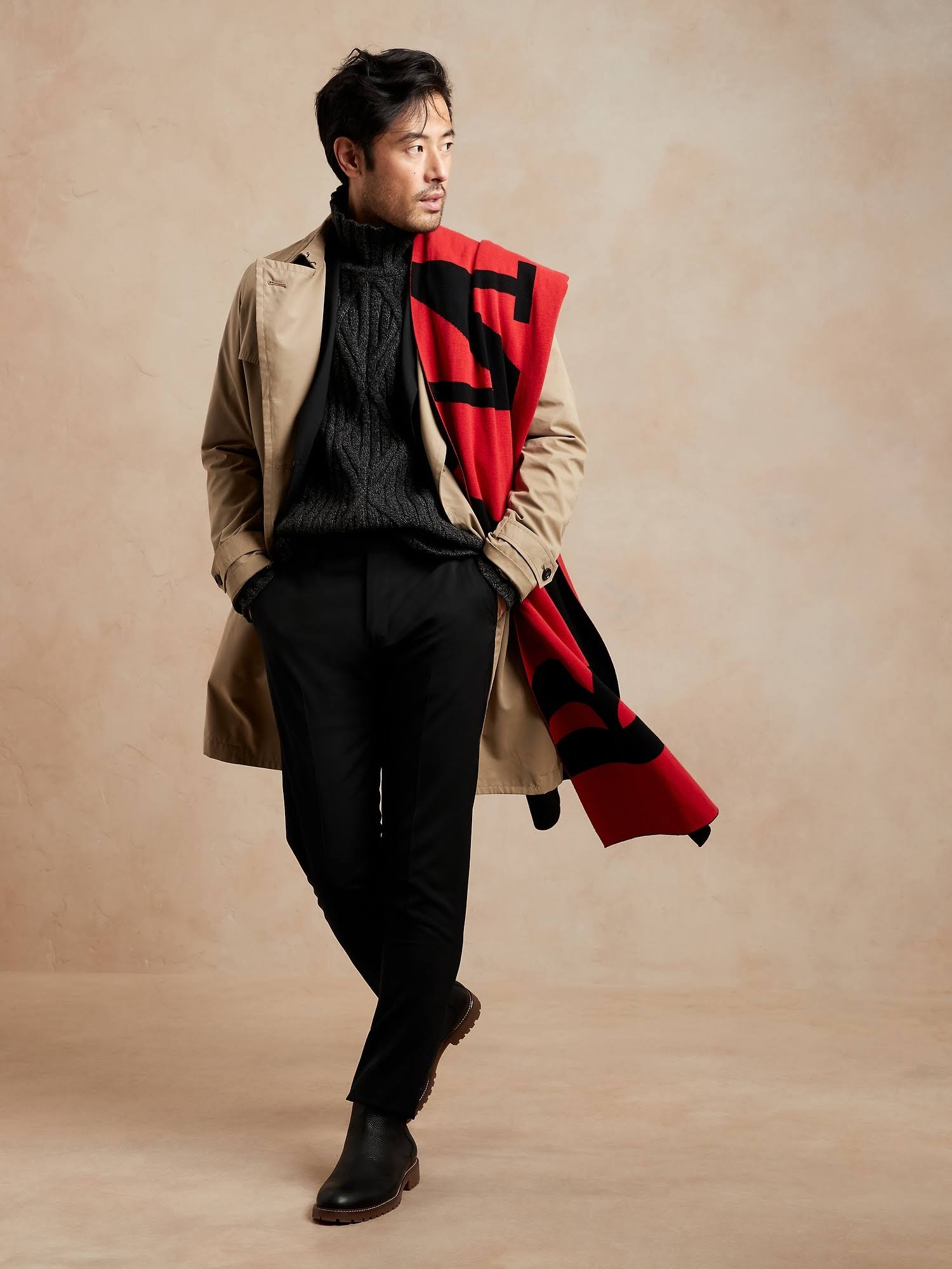 Banana Republic Men's Slim Solid Italian Wool Suit Pant Black Tall Size 40W 36L