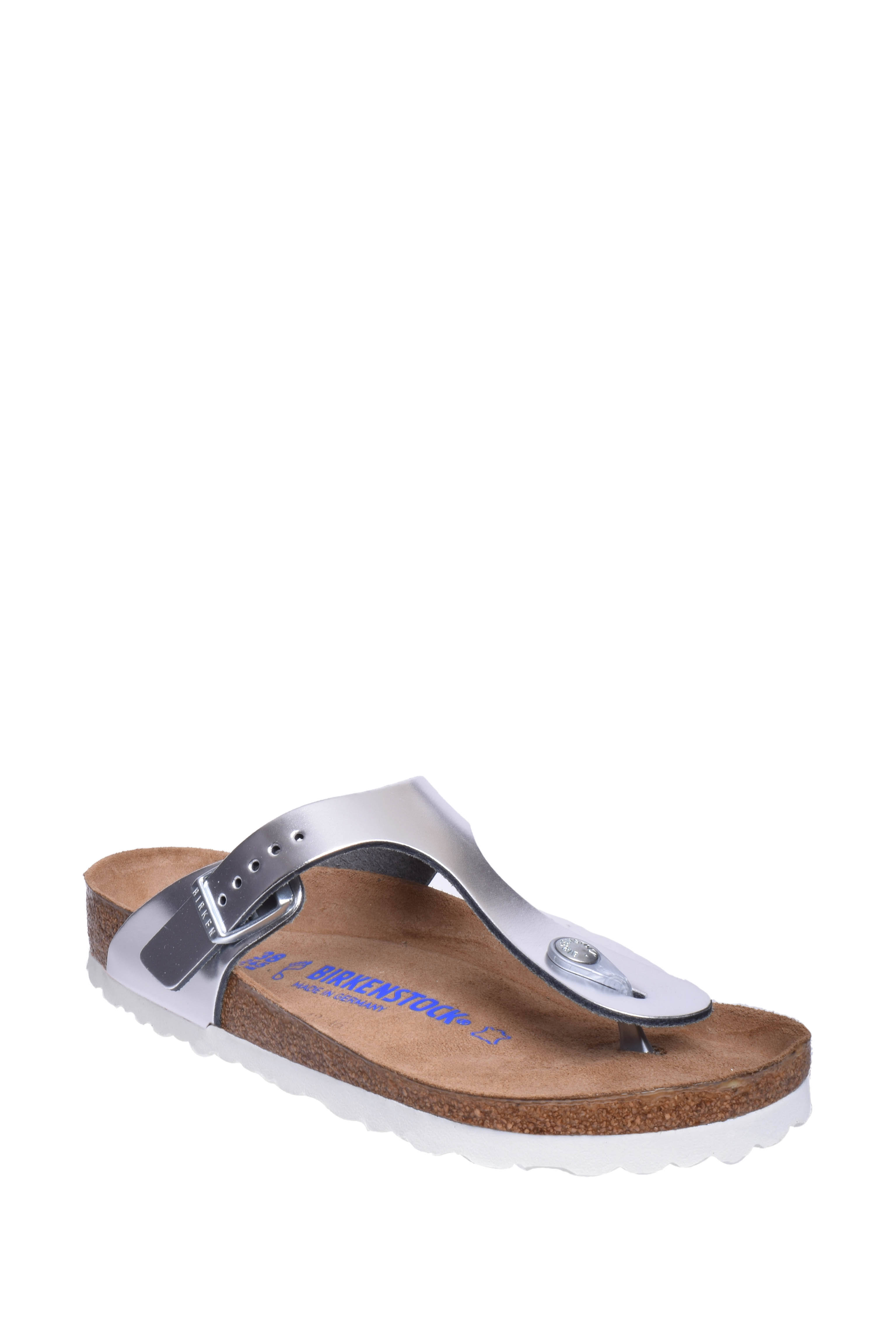 Birkenstock Gizeh Metallic Leather Sandal - Silver
