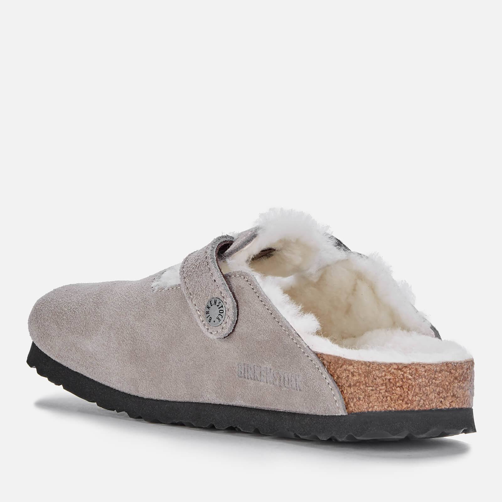 Birkenstock Boston Shearling Suede Leather Stone Coin Clogs