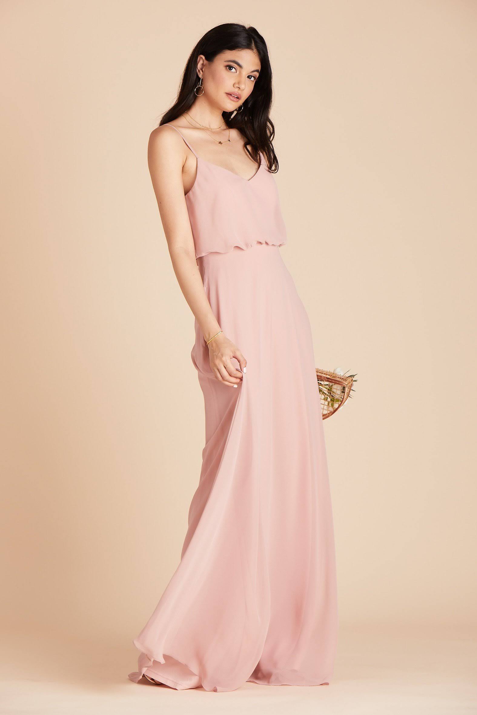 Birdy Grey Gwennie Chiffon Bridesmaid Dress in Dusty Rose L / Dusty Rose / No Slit