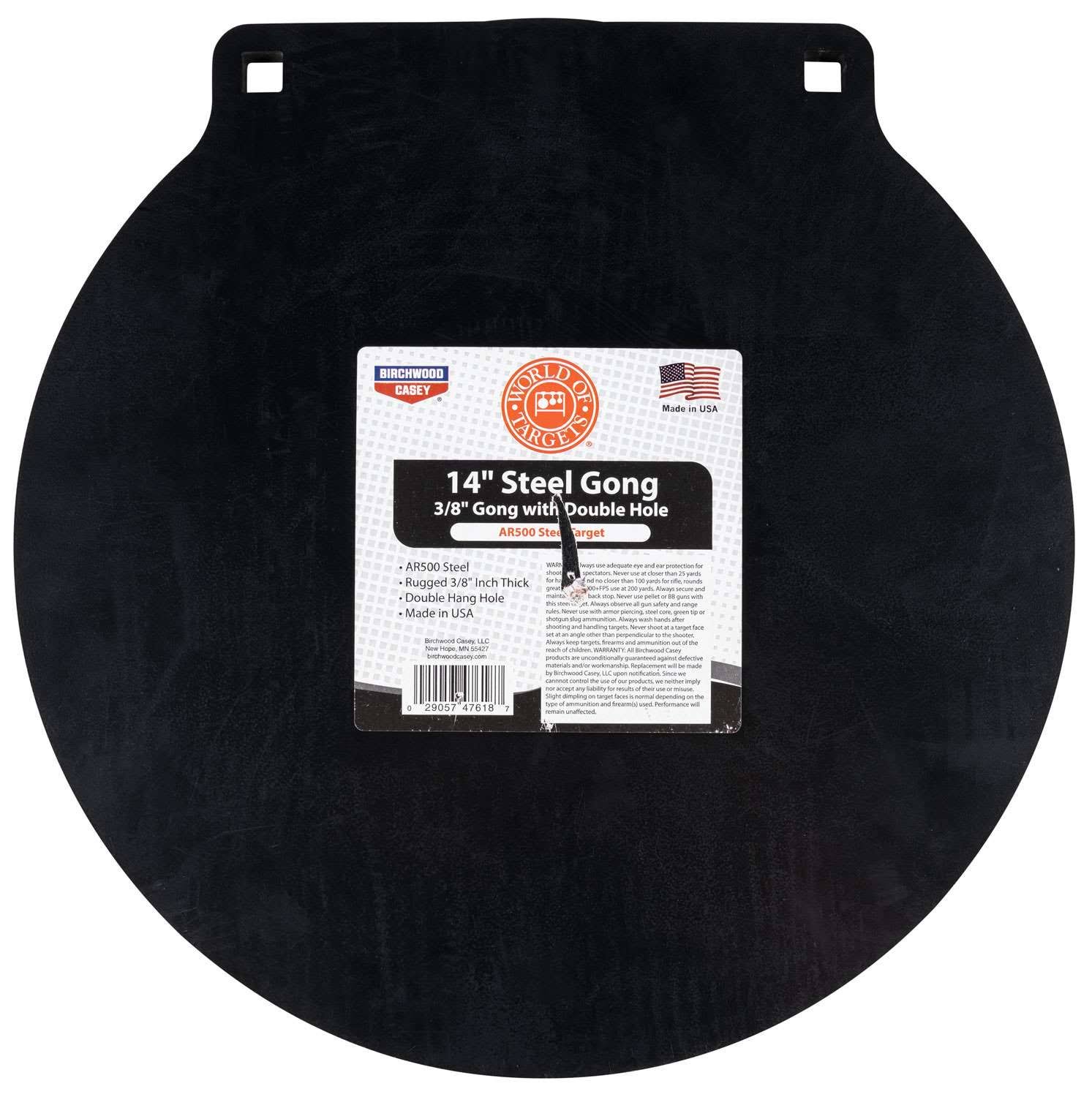 Birchwood Casey 47618 World of Targets Double Hole AR500 Gong Black Steel