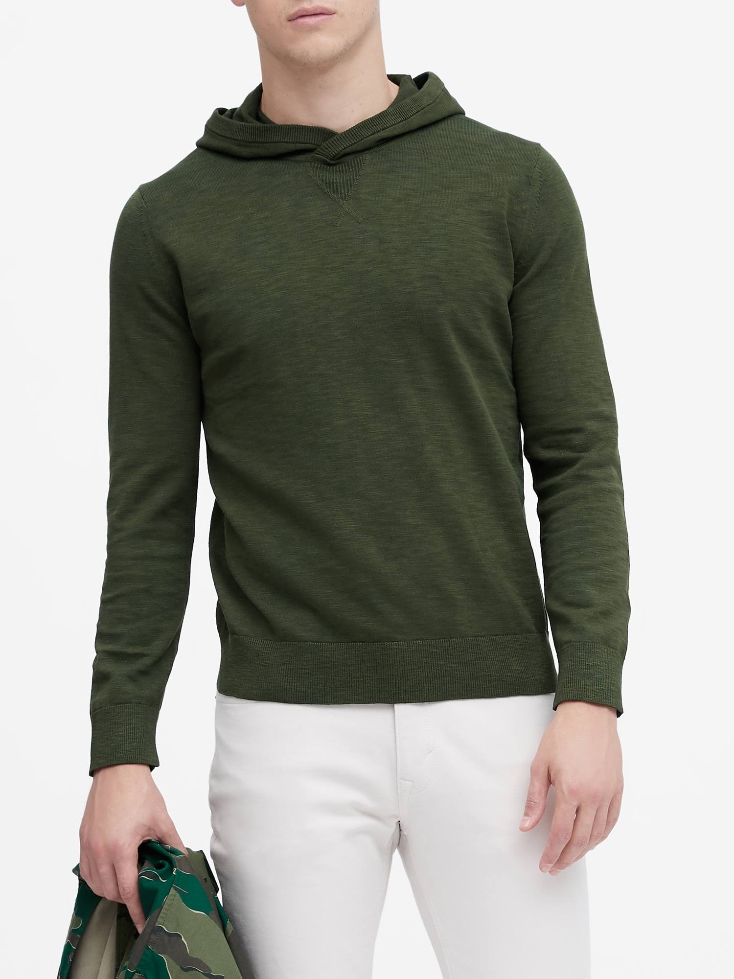 Banana Republic Men's Cotton Sweater Hoodie Dark Olive Green Size S