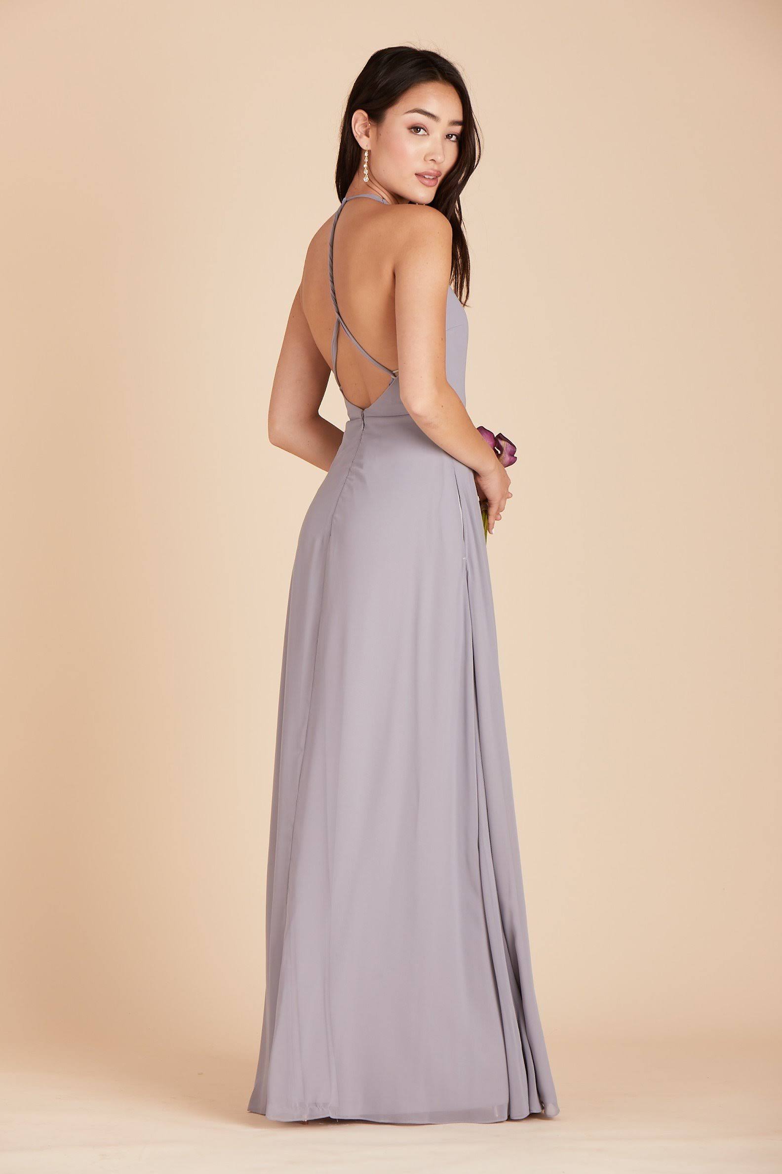 Birdy Grey Moni Convertible Chiffon Bridesmaid Dress in Silver S / Silver