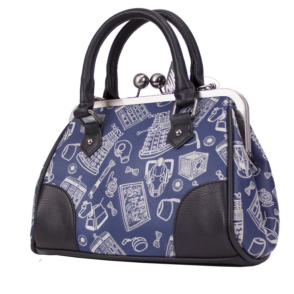 Doctor Who Scribble Art Kisslock Bag Handbag Purse Satchel