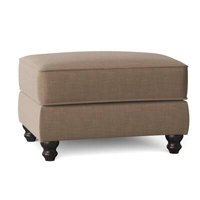 Birch Lane Huxley 31x22 Rectangle Standard Ottoman Body Fabric: Conversation Linen, Leg Color: Black Walnut