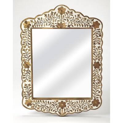 Cedarburg Botanic Bone Inlay Traditional Beveled Accent Mirror Finish: Brown