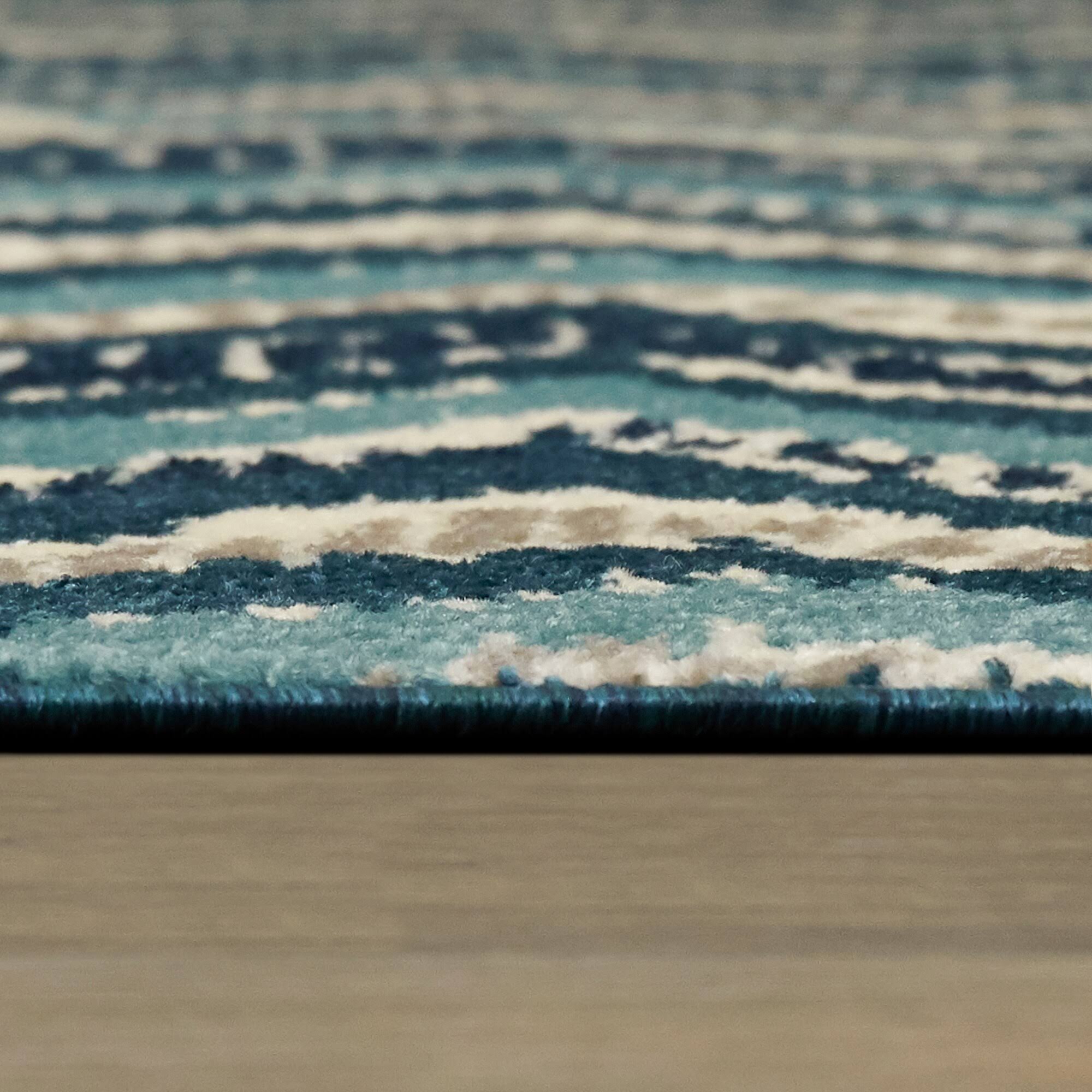 BALTA Fazio Dark Blue 8 ft. x 10 ft. Modern Chevron Area Rug