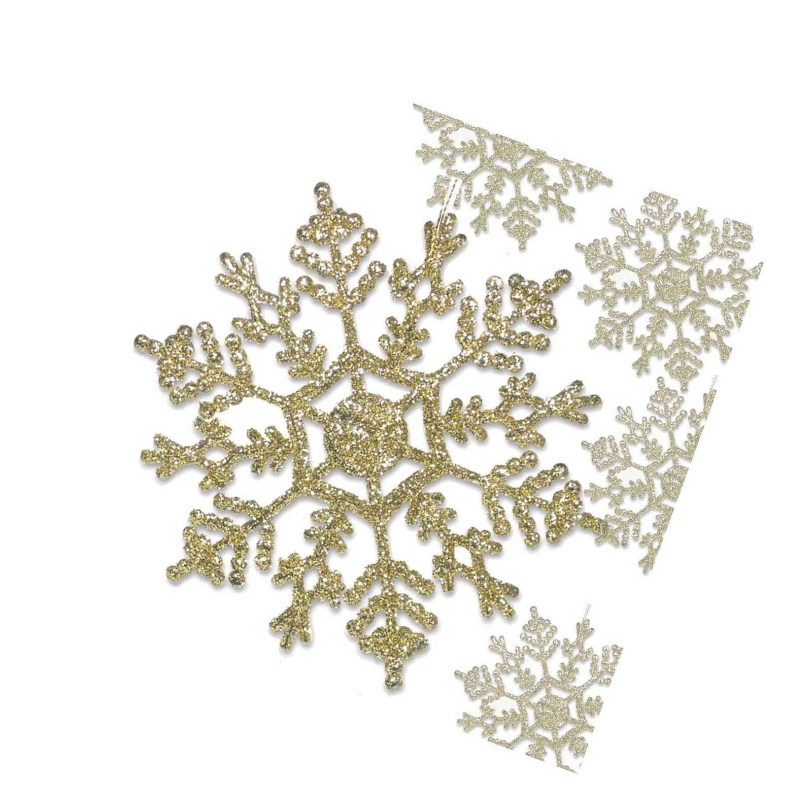 Gold Snowflake Ornaments - 96pcs Medium Size (4-Inch) Glitter Snow Flakes - C