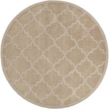 Blankenship Geometric Handmade Wool Khaki Area Rug Charlton Home Rug Size: Round 6'