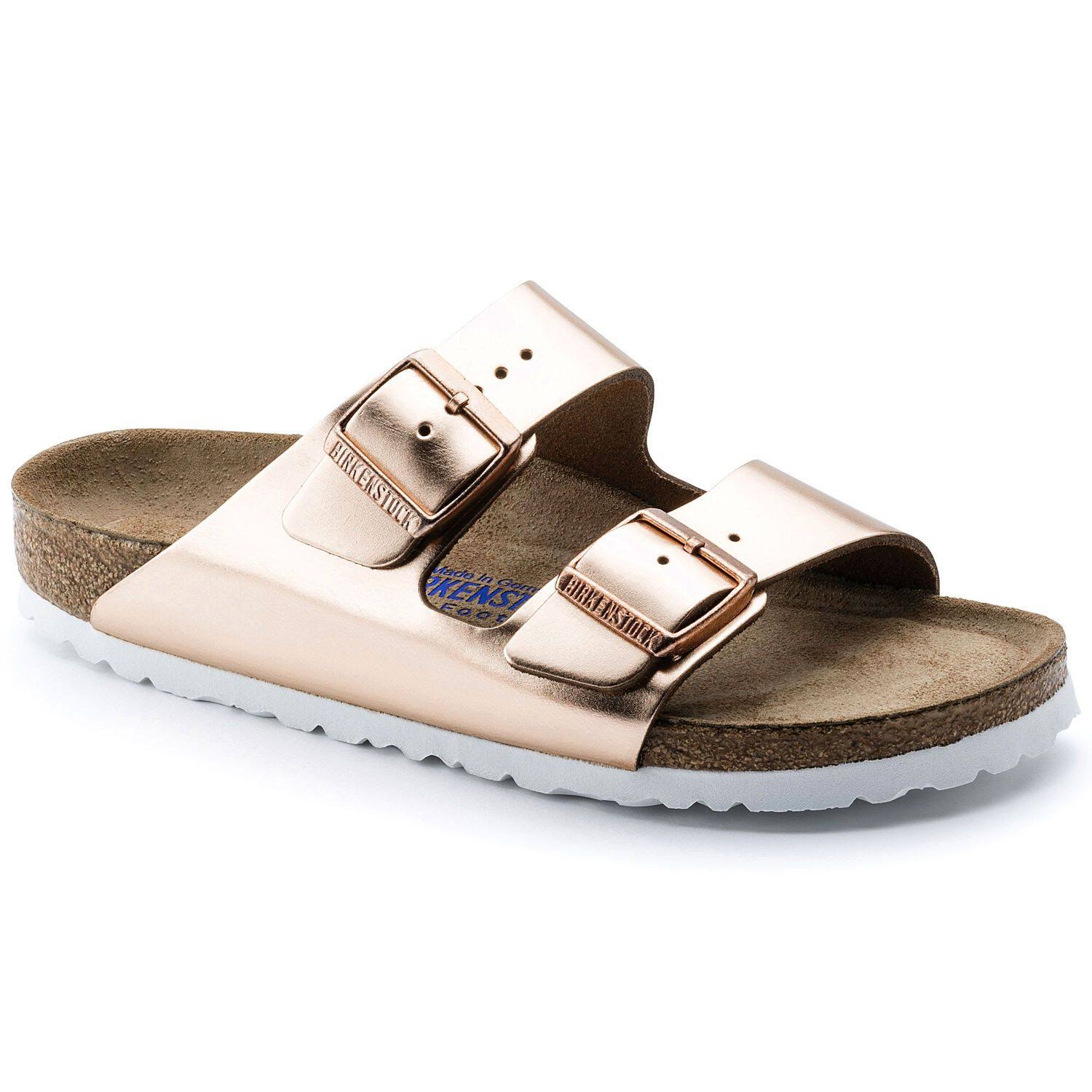 Birkenstock Women's Arizona Soft Footbed Sandal - 42 - Metallic Copper Leather