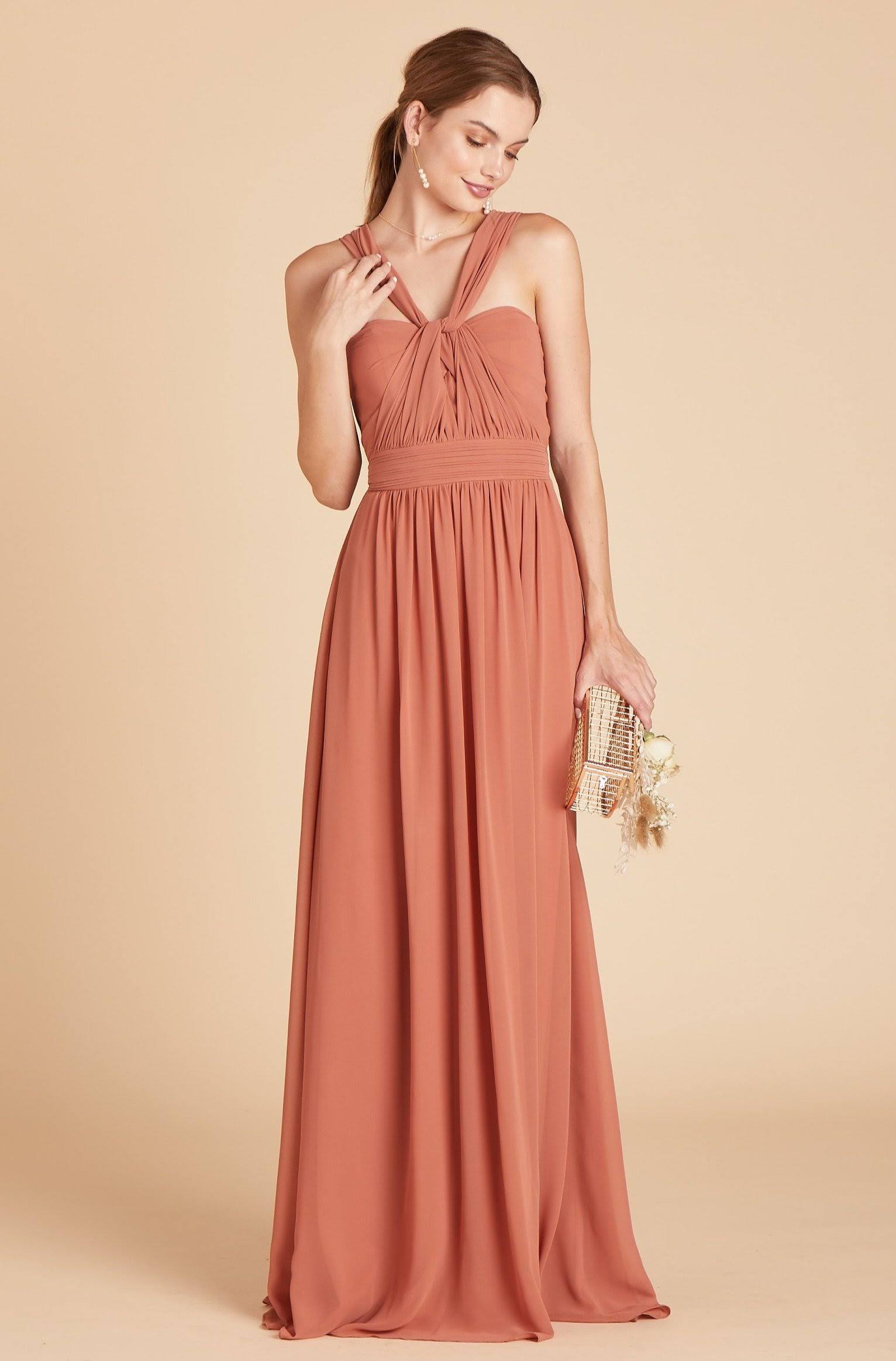Birdy Grey Grace Convertible Chiffon Bridesmaid Dress in Terracotta XXL / Terracotta / No Slit