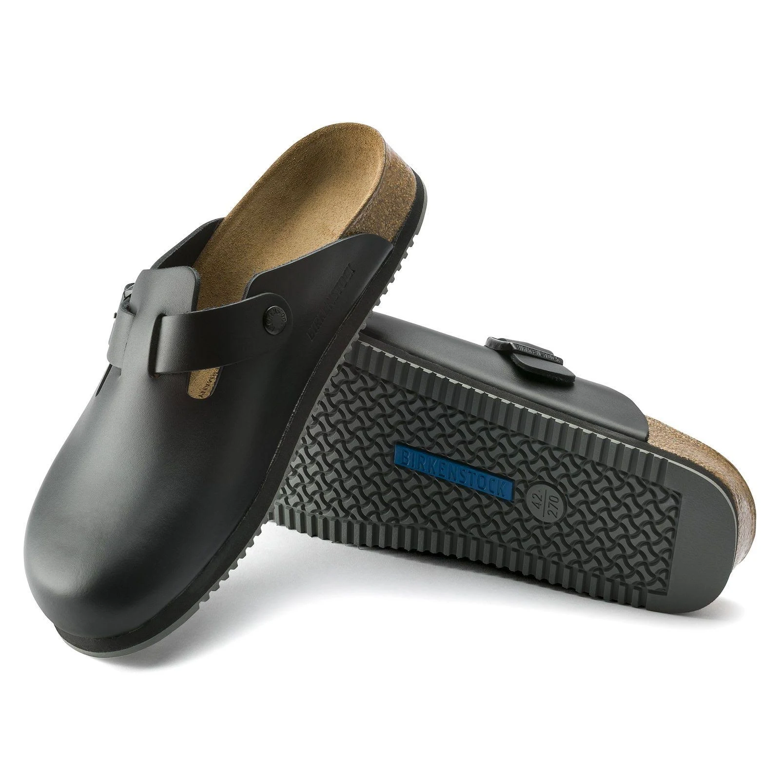 Birkenstock Boston Super Grip Shoes Black Leather : 40 Regular