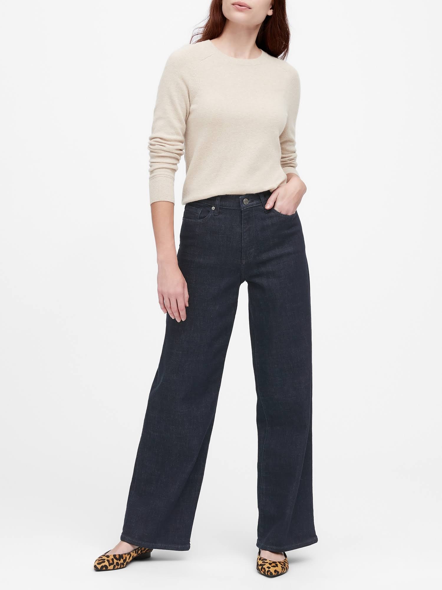 Banana Republic Women's High-Rise Wide-Leg Jean Dark Rinse Size 27 Regular