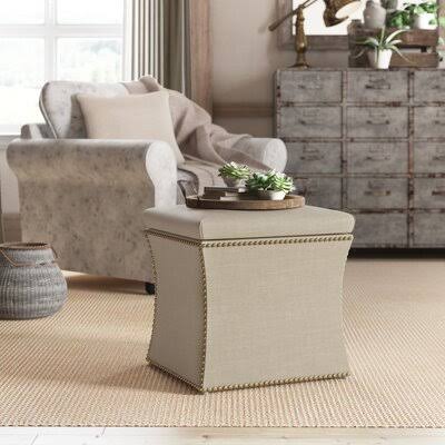 Birch Lane Joao Storage Ottoman Upholstery: Marlow Stone, Trim: Brass Nailhead