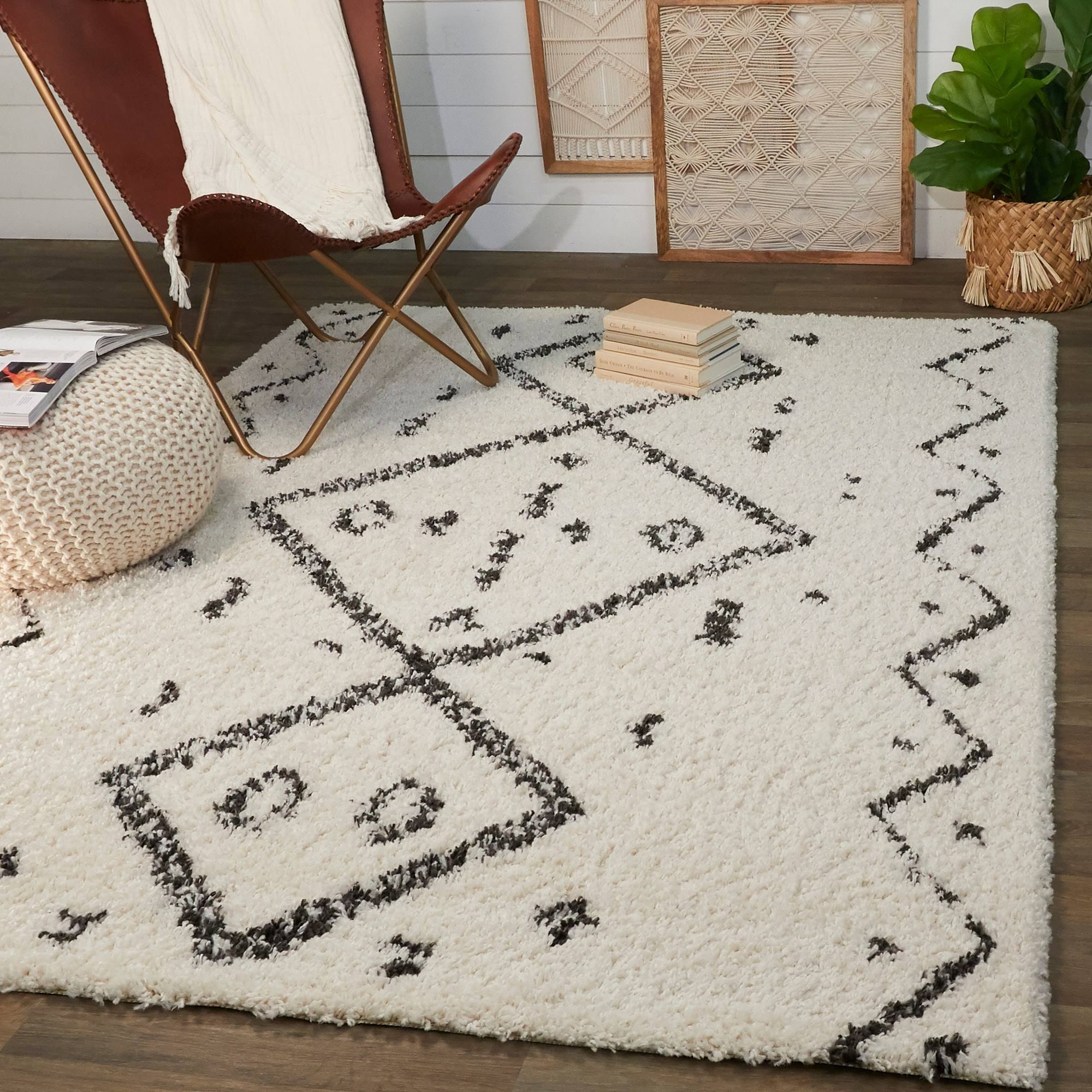 BALTA Duran Cream 5 ft. x 7 ft. Moroccan Shag Area Rug, Ivory