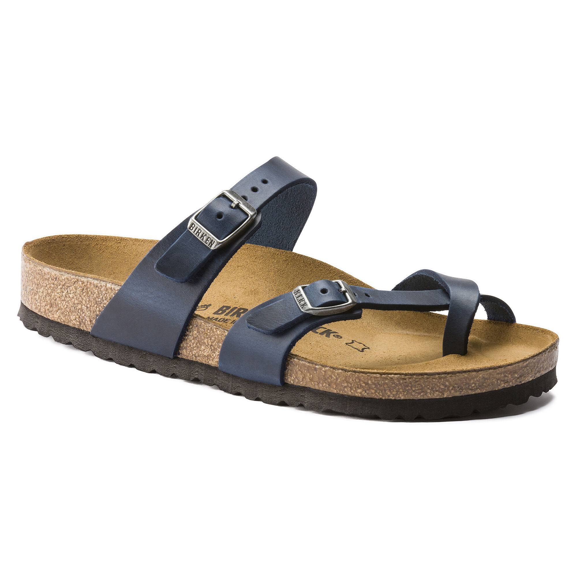 Birkenstock Mayari Oiled Leather Blue Thong Sandals