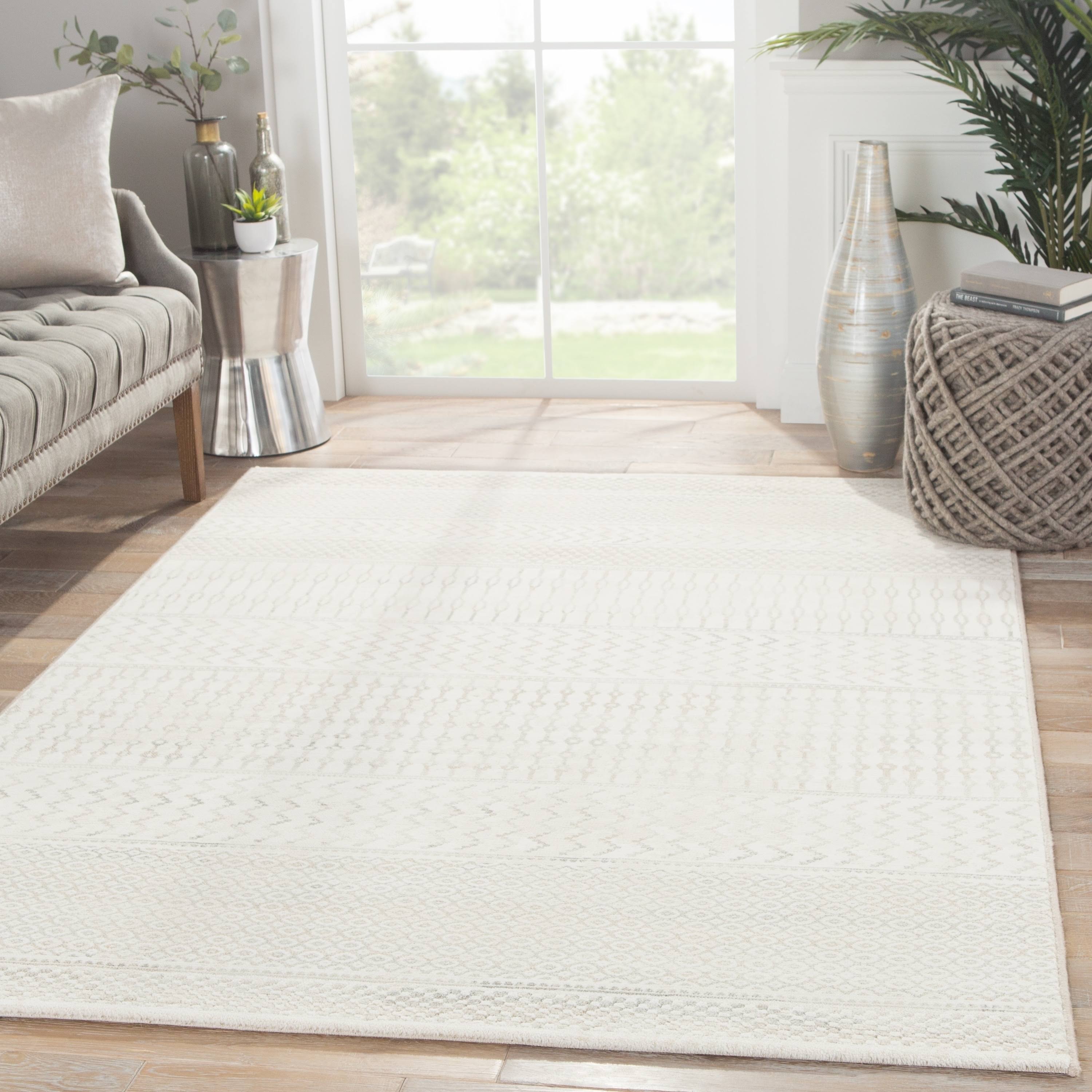 Warren Geometric Area Rug - 7&10x22 x 10&10x22 - White/Grey
