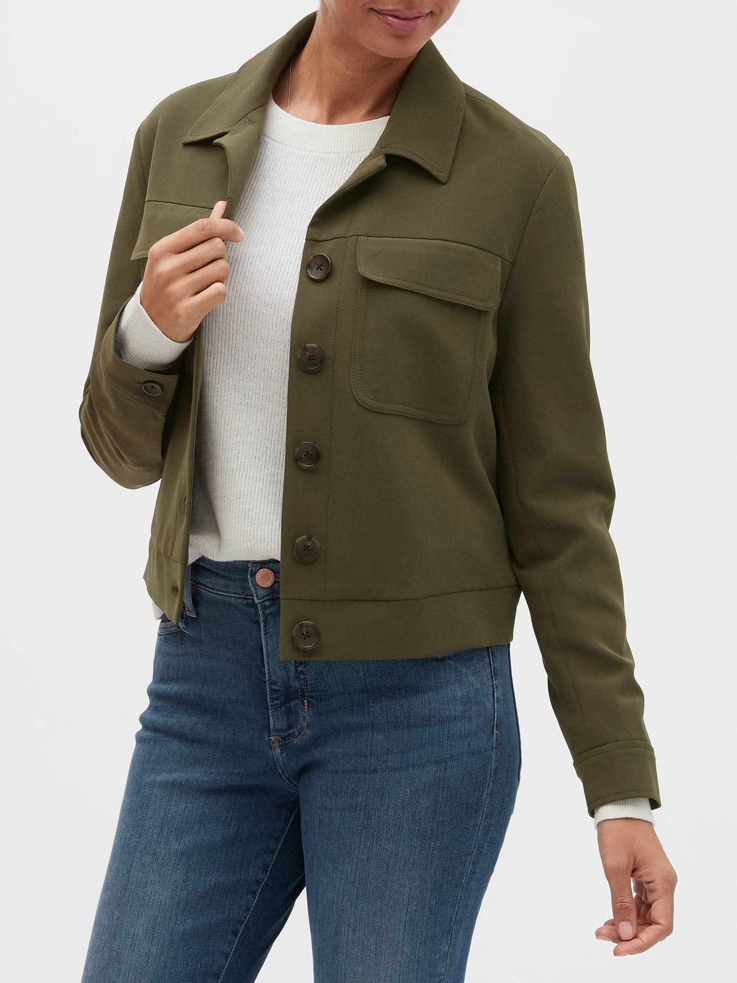 Banana Republic Factory Women's Military Crop Jacket Olive Green Regular Size XS