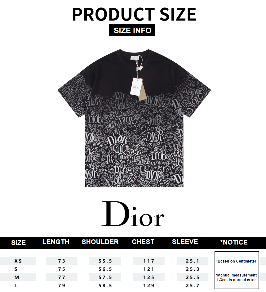 Dior Black Gradient Reversible Logo Print Short Sleeve T-Shirt 6.14