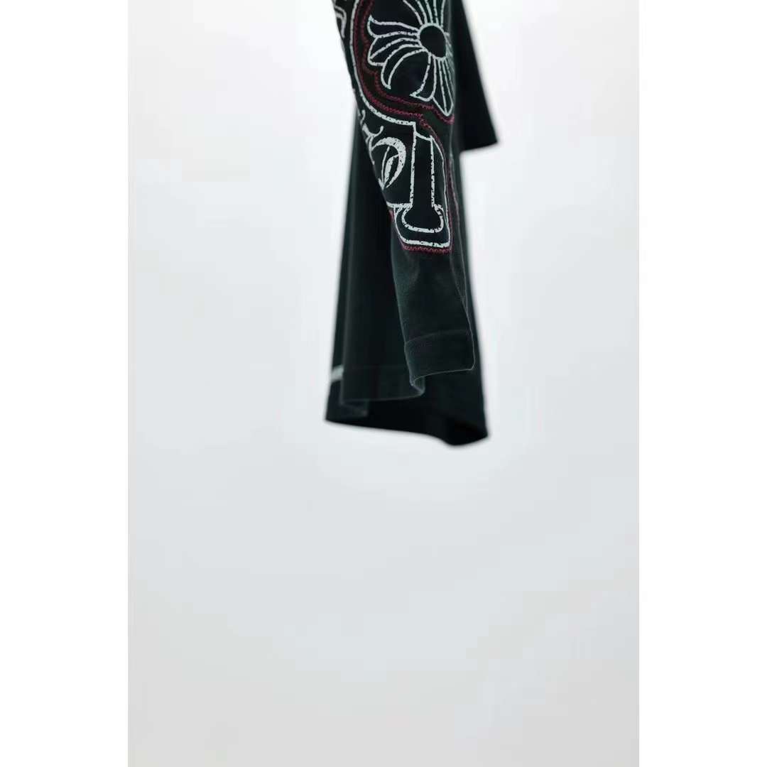 Chrome Hearts Sanskrit scroll print round neck T-shirt black 5.16