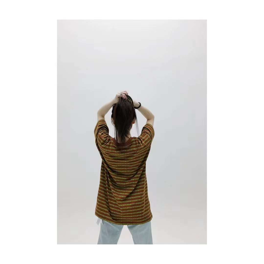 Chrome Hearts Knit Gingham Embroidered T-Shirt Brown 5.16
