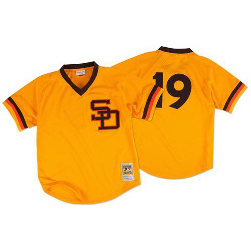 Mitchell And Ness 1982 San Diego Padres #19 Tony Gwynn Gold Throwback Stitched Jersey Men's