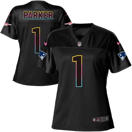 Patriots #1 DeVante Parker Black Women's Fashion Game Jersey