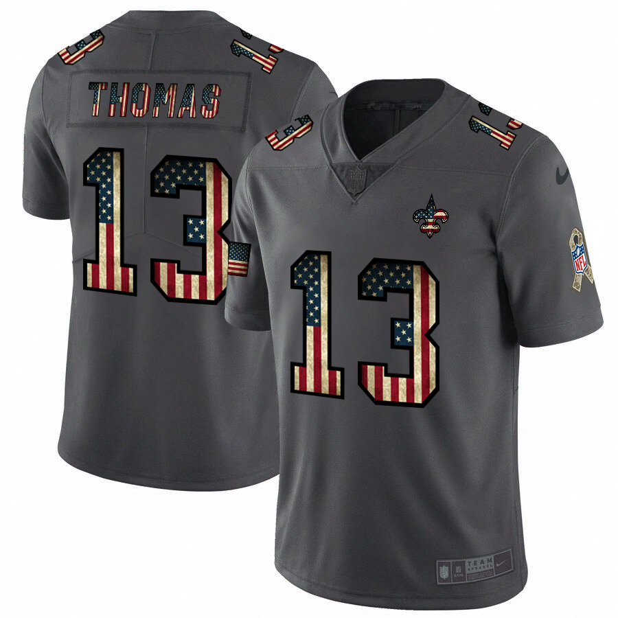 New Orleans Saints #13 Michael Thomas 2018 Salute To Service Retro USA Flag Limited Jersey